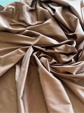 NWT Brown Copper Color Tassah Noil 100% Raw Silk Fabric Handwoven 45" Wide x 46"